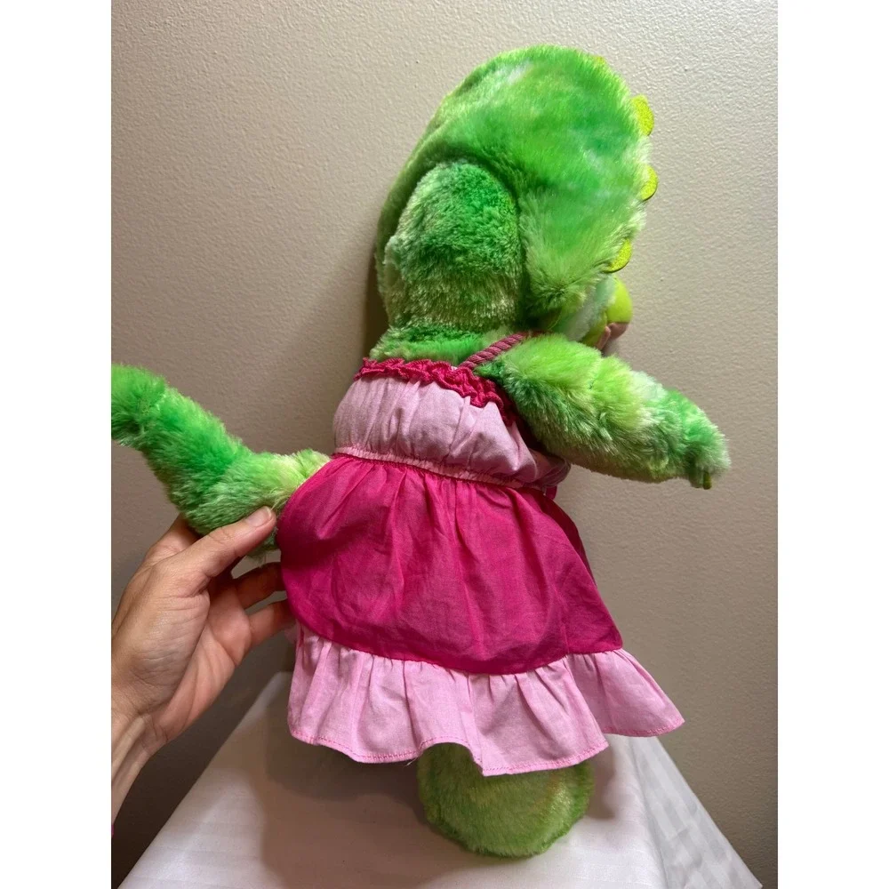 Build-A-Bear Workshop Green Triceratops Dinosaur Plush with Pink Dress 16in